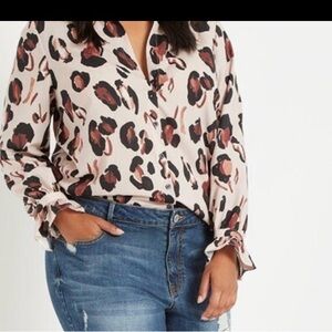 ELOQUII blouse, work or casual. Leopard print.